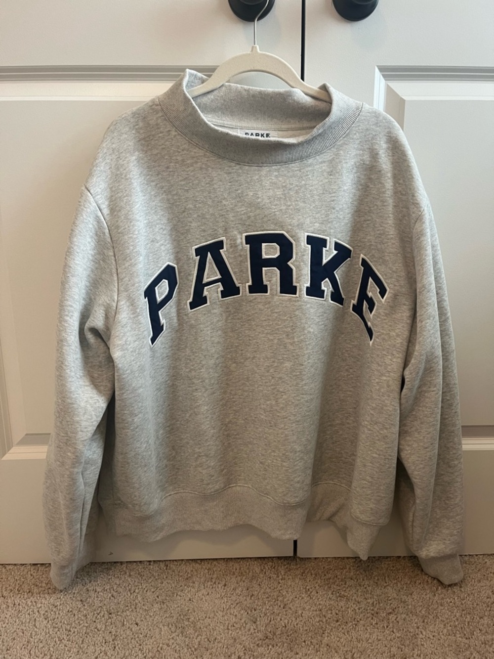 Parke Grey Crewneck Sweatshirt with Navy Lettering